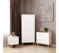 Seconique Dixie Bedroom Set Wardrobe Chest Of Drawers Bedside In Dusty Grey And White