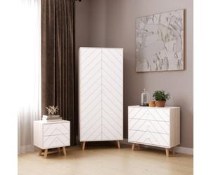 Seconique Dixie Bedroom Set Wardrobe Chest Of Drawers Bedside In Dusty Grey And White