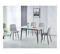 Seconique Fenton Dining Set (4 Chairs) in Light Grey Seconique Light Grey