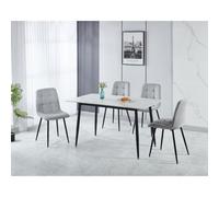 Seconique Fenton Dining Set (4 Chairs) in Light Grey Seconique Light Grey