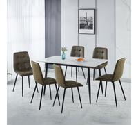 Fenton Dining Set (6 Chairs) Seconique Olive One Size