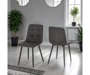 Seconique Fenton Pair Of Chairs Dark Grey Suede Fabric Box Of 2