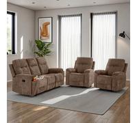 Seconique Guildford 3+1+1 Recliner Suite - Antelope Brown Fabric