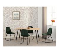 Seconique Hamilton Dining Set With 4 Lukas Chairs Medium Oak Effect Green Velvet