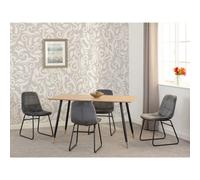 Seconique Hamilton & LUKas Medium Dining Set (x4 Chairs) - Medium Oak Effect/Grey Velvet, Multi