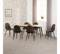 Seconique Hamilton & Athens Large Dining Set (x6 Chairs) - Medium Oak Effect/Brown PU, Multi