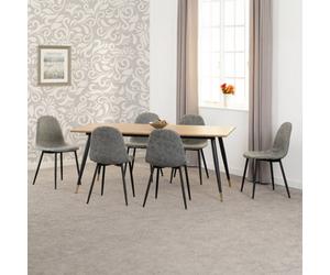 Seconique Hamilton Large Dining Set Oak Effect With 6 Grey Faux Leather Athens Chairs