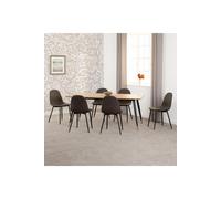 Seconique Hamilton & Athens Large Dining Set (x6 Chairs) - Medium Oak Effect/Brown PU, Multi