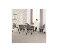 Seconique Hamilton & Athens Large Dining Set (x6 Chairs) - Medium Oak Effect/Grey PU