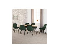 Seconique Hamilton & Avery Large Dining Set (x6 Chairs) - Medium Oak Effect/Emerald Green Velvet, Multi