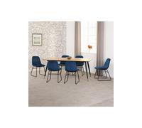 Seconique Hamilton Large Dining Set with Lukas Chairs in Blue Seconique Blue