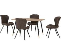 Seconique Hamilton & Quebec Medium Dining Set (x4 Chairs) - Medium Oak Effect/Brown PU