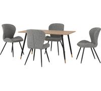 Seconique Hamilton & Quebec Medium Dining Set (x4 Chairs) - Medium Oak Effect/Grey PU, Multi