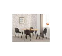 Seconique Hamilton & Athens Medium Dining Set (x4 Chairs) - Medium Oak Effect/Brown PU, Multi