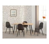 Seconique Hamilton & Athens Medium Dining Set (x4 Chairs) - Medium Oak Effect/Brown PU, Multi