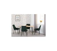 Seconique Hamilton & Avery Medium Dining Set (x4 Chairs) - Medium Oak Effect/Emerald Green Velvet, Multi