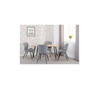 Seconique Hamilton & Quebec Medium Dining Set (x4 Chairs) - Medium Oak Effect/Grey PU, Multi