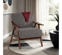 Seconique Kendra Accent Chair In Grey Fabric With Wooden Frame