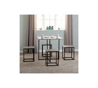 Seconique Kent 1+4 Stowaway Dining Set - Stone Effect/Black