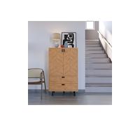Seconique Leon 2 Door 2 Drawer Cabinet - Medium Oak Effect, Brown