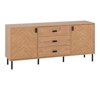 Seconique Leon 2 Door 3 Drawer Sideboard in Medium Oak Effect