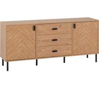 Seconique Leon 2 Door 3 Drawer Sideboard Medium Oak Effect Metal Legs