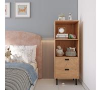 Seconique Leon 2 Drawer 2 Shelf Cabinet - Medium Oak Effect, Brown