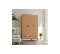 Leon 3 Door 2 Drawer Wardrobe Medium Oak Effect with Metal Feet