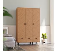 Seconique Leon 3 Door 2 Drawer Wardrobe Medium Oak Effect