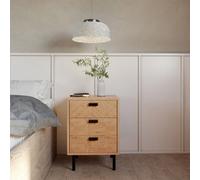 LEON 3 DRAWER BEDSIDE - MEDIUM OAK EFFECT - SECONIQUE | TJ Hughes