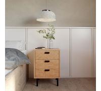 Seconique Leon 3 Drawer Bedside Medium Oak Effect Metal Legs