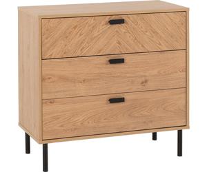 Seconique Leon 3 Drawer Chest in Medium Oak Effect