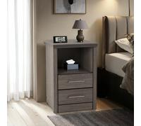 Lisbon 2 Drawer 1 Shelf Bedside Cabinet Black Wood Grain