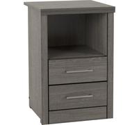 Seconique Lisbon 2 Drawer Bedside in Black Wood Grain