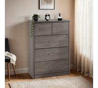 Seconique Lisbon 3+2 Drawer Chest In Black Wood Grain
