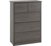 Seconique Lisbon 3+2 Drawer Chest in Black Wood Grain