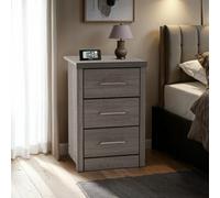 Seconique Lisbon 3 Drawer Bedside Chest In Black Wood Grain