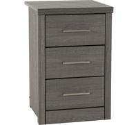 Seconique Lisbon 3 Drawer Bedside in Black Wood Grain