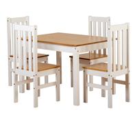 Seconique Ludlow 1+4 Dining Set in White/Oak Effect