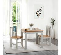 Seconique Ludlow Dining Set Table With 2 Chairs Grey With Oak Lacquer