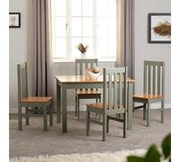 Seconique Ludlow Dining Set With 4 Green Chairs Oak Effect Table