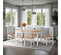 Seconique Ludlow Dining Set With 6 Chairs White With Oak Lacquer