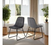 Seconique Dining Chair Lukas - Grey Velvet - Set of 2