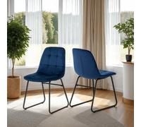 Seconique Lukas Chair Sapphire Blue Velvet Fabric Dining Chair X2 Priced Per Pair