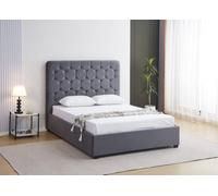 Seconique Madison 4'6" Double Bed Grey Velvet Fabric