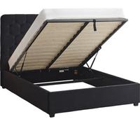 Seconique Madison Ottoman 4'6" Double Bed Black Velvet Fabric With Buttoned Studs