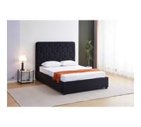 Seconique Madison Ottoman 5' King Size Bed Black Velvet Fabric