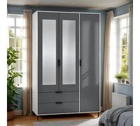 Seconique Madrid 3 Door 2 Drawer Wardrobe - Grey/White Gloss, Grey