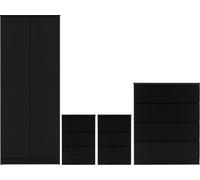 Seconique Malvern 2 Door Wardrobe Bedroom Set Black With Chest And X2 Bedsides