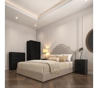 Seconique Malvern 2 Door Wardrobe Bedroom Set - Black, Black